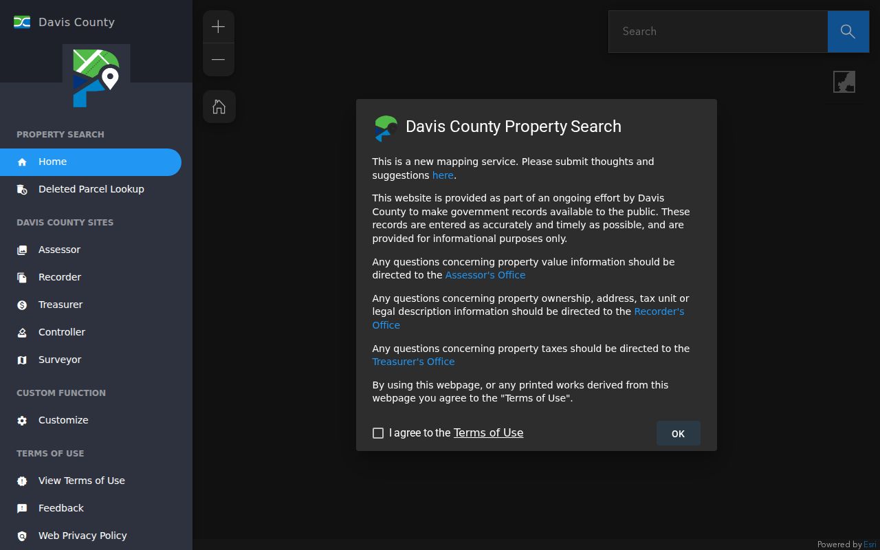 Clinton public records view of the Davis County GIS map