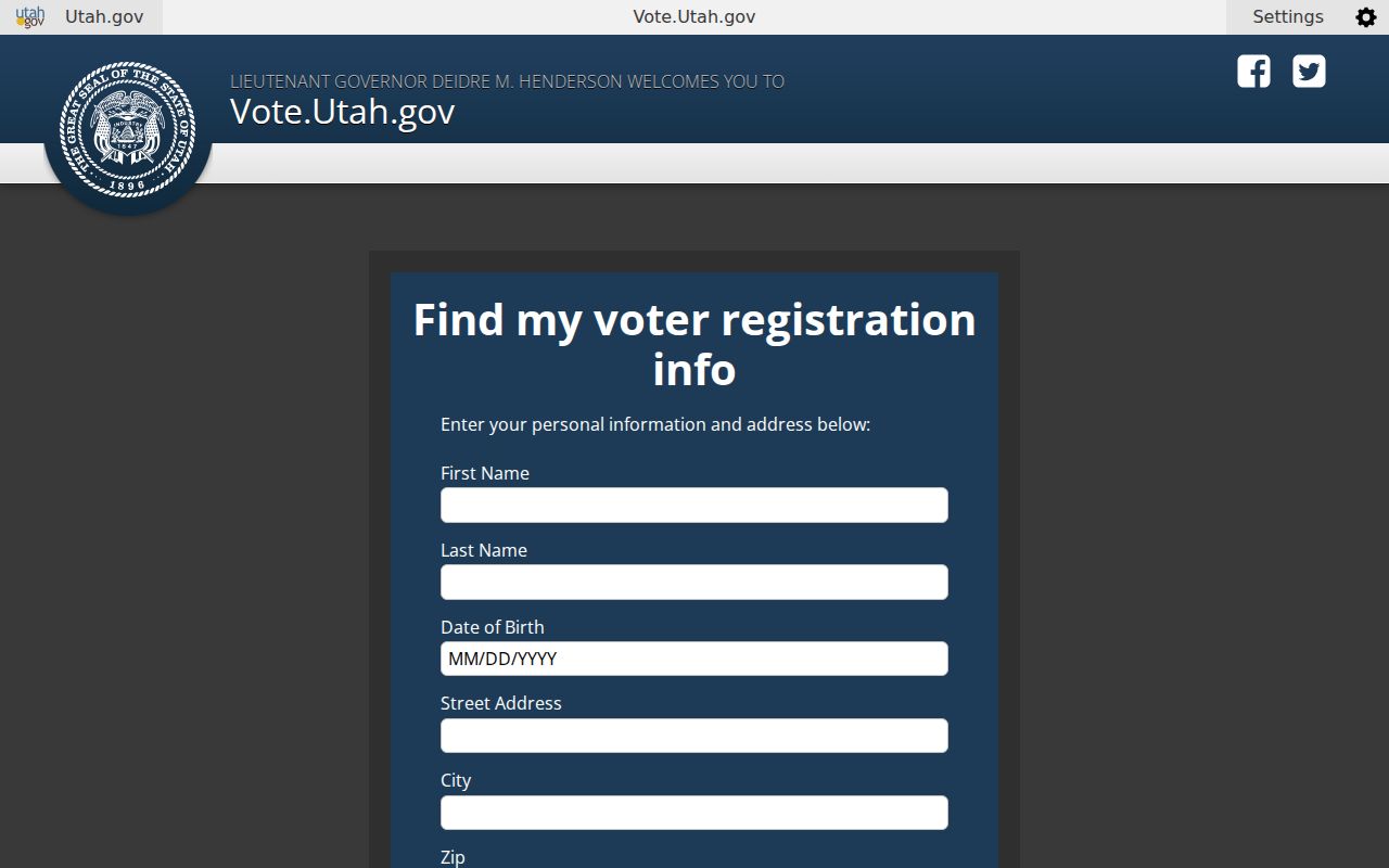 Clinton voter registration records lookup on the official Utah portal